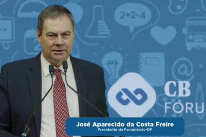 José Aparecido, presidente da Fecomércio-DF, durante a abertura do CB.Fórum -  (crédito: Reprodução/YouTube)