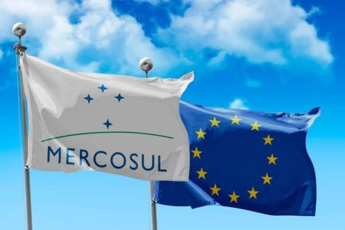 Bandeiras do Mercosul e da União Europeia -  (crédito: Reprodução)