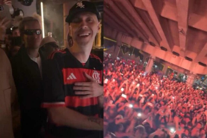 Adam Port se apresenta com camisa do Flamengo, e Travis Scott compartilha no Instagram -  (crédito: Foto: Reprodução/Instagram)