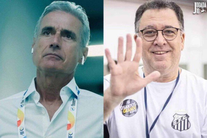 Marcelo Teixeira deixou as portas abertas para Luís Castro comandar o Santos no futuro - (crédito: Fotos: Divulgação/Al-Nassr e Divulgação/Santos) Marcelo Teixeira deixou as portas abertas para Luís Castro comandar o Santos no futuro - (crédito: Fotos: Divulgação/Al-Nassr e Divulgação/Santos)