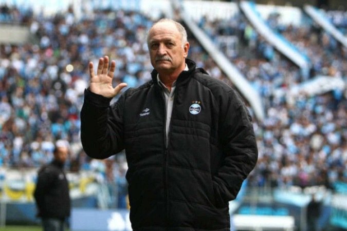 Felipão durante sua última agem como treinador do Grêmio, em 2014 - (crédito: Foto: Lucas Uebel/Grêmio) Felipão durante sua última agem como treinador do Grêmio, em 2014 - (crédito: Foto: Lucas Uebel/Grêmio)