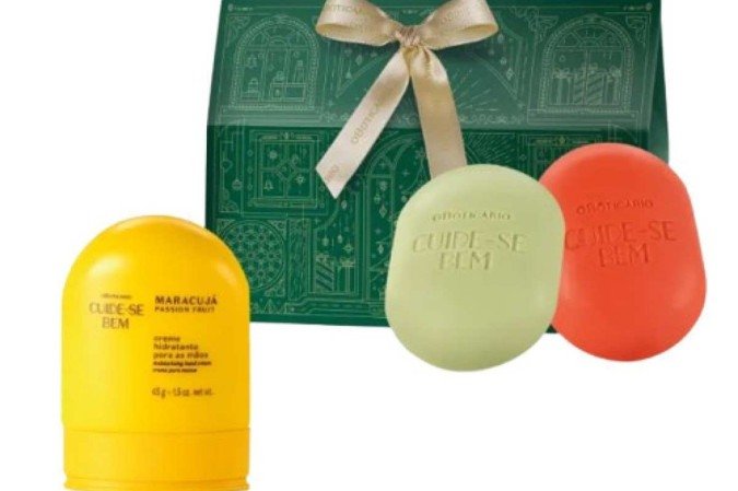 Kit Presente Natal Cuide-se Bem Feira, com três itens, de O Boticário (R$ 87,80)