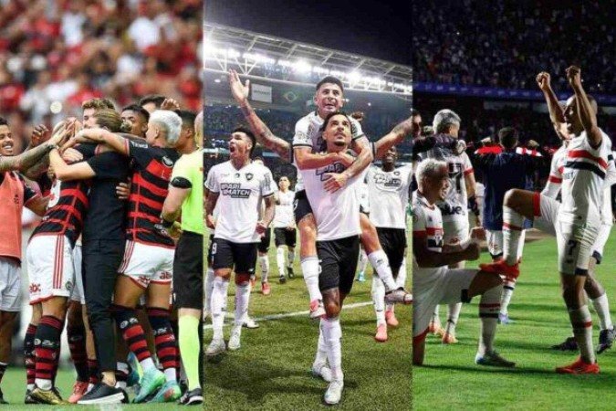 Flamengo, Botafogo e São Paulo se destacam em ranking da CBF - (crédito: Fotos: Marcelo Cortes / CRF, Vítor Silva / BFR e Rubens Chiri / saopaulofc.net) Flamengo, Botafogo e São Paulo se destacam em ranking da CBF - (crédito: Fotos: Marcelo Cortes / CRF, Vítor Silva / BFR e Rubens Chiri / saopaulofc.net)