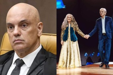 Coro de 'sem anistia' foi repetido depois de o show de Caetano Veloso e Maria Bethânia acabar, quando Alexandre de Moraes deixou a plateia -  (crédito: Carlos Moura/SCO/STF; Lana Pinho/Divulgação)