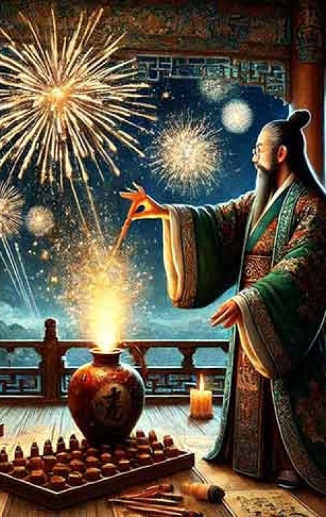 A tradição de soltar fogos de artifício no Réveillon tem origens que combinam elementos históricos e culturais. Os fogos de artifício surgiram na China, há cerca de 2 mil anos, com a invenção da pólvora. Eles eram usados para espantar maus espíritos e trazer sorte no início do ano.
 -  (crédito:  Imagem cirada por Inteligência Artificial atrav~es do aplicativo Microsoft Design)