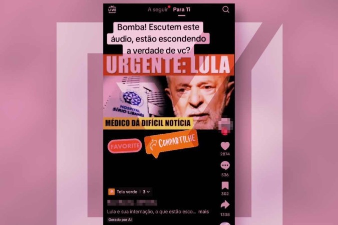 Áudio em que um homem afirma que o presidente Lula (PT) passou por procedimentos que 