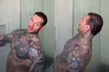 Lucas Lucco surge totalmente pelado no banho e deixa escapar nude frontal -  (crédito: Reprodução/TikTok)