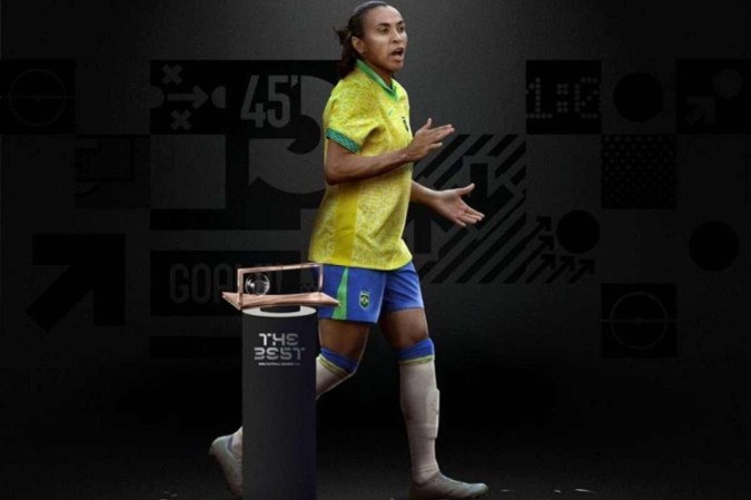 Marta conquistou foi homenageada como autora do gol mais bonito da temporada batizado de Prêmio Marta -  (crédito: Divulgação/Fifa)