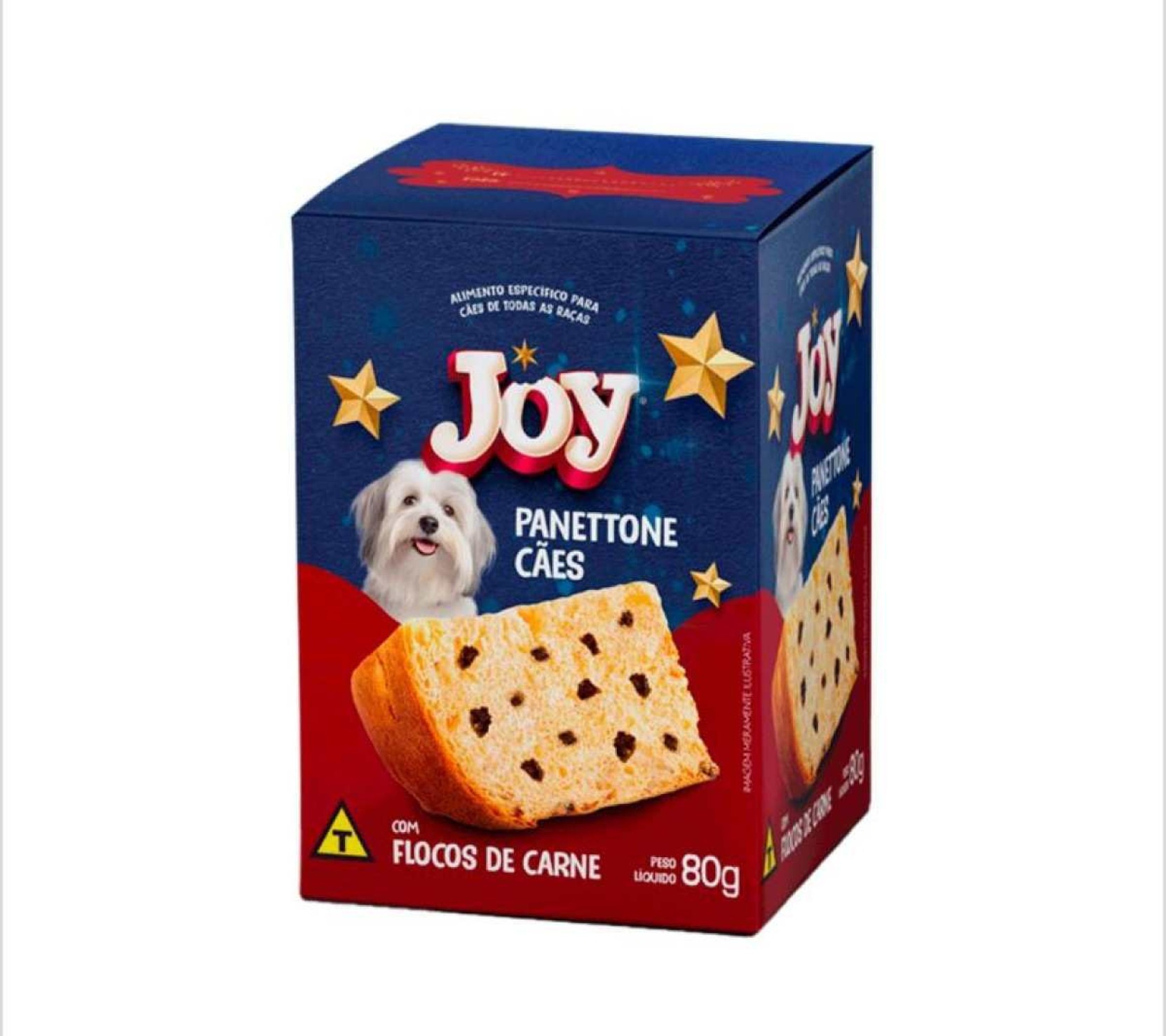 Panettone Joy para Cães Flocos de Carne 80g, da Cobasi (R$ 6,49)