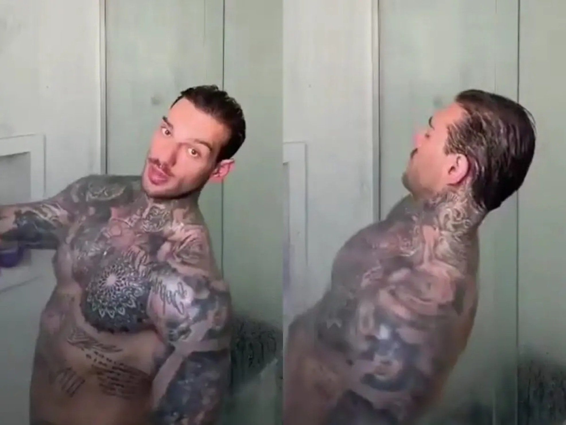 VÍDEO: Lucas Lucco surge totalmente pelado no banho e deixa escapar nude frontal -  (crédito: Reprodução/TikTok)