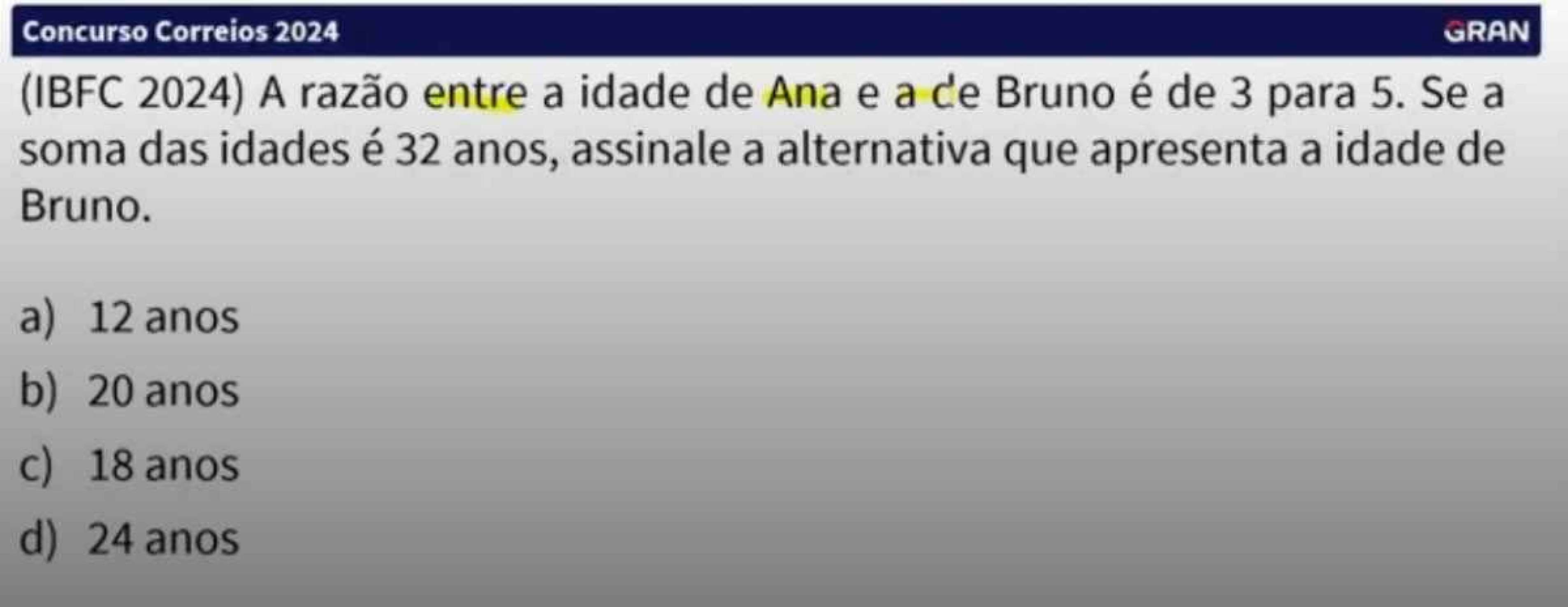 André Arruda, professor do Gran Concursos, corrige três questões de matemática da prova dos Correios 2024