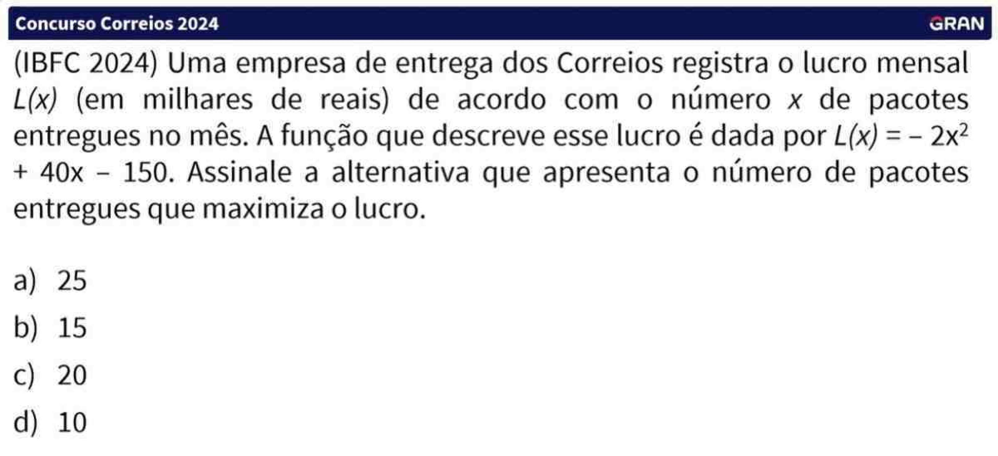 André Arruda, professor do Gran Concursos, corrige três questões de matemática da prova dos Correios 2024