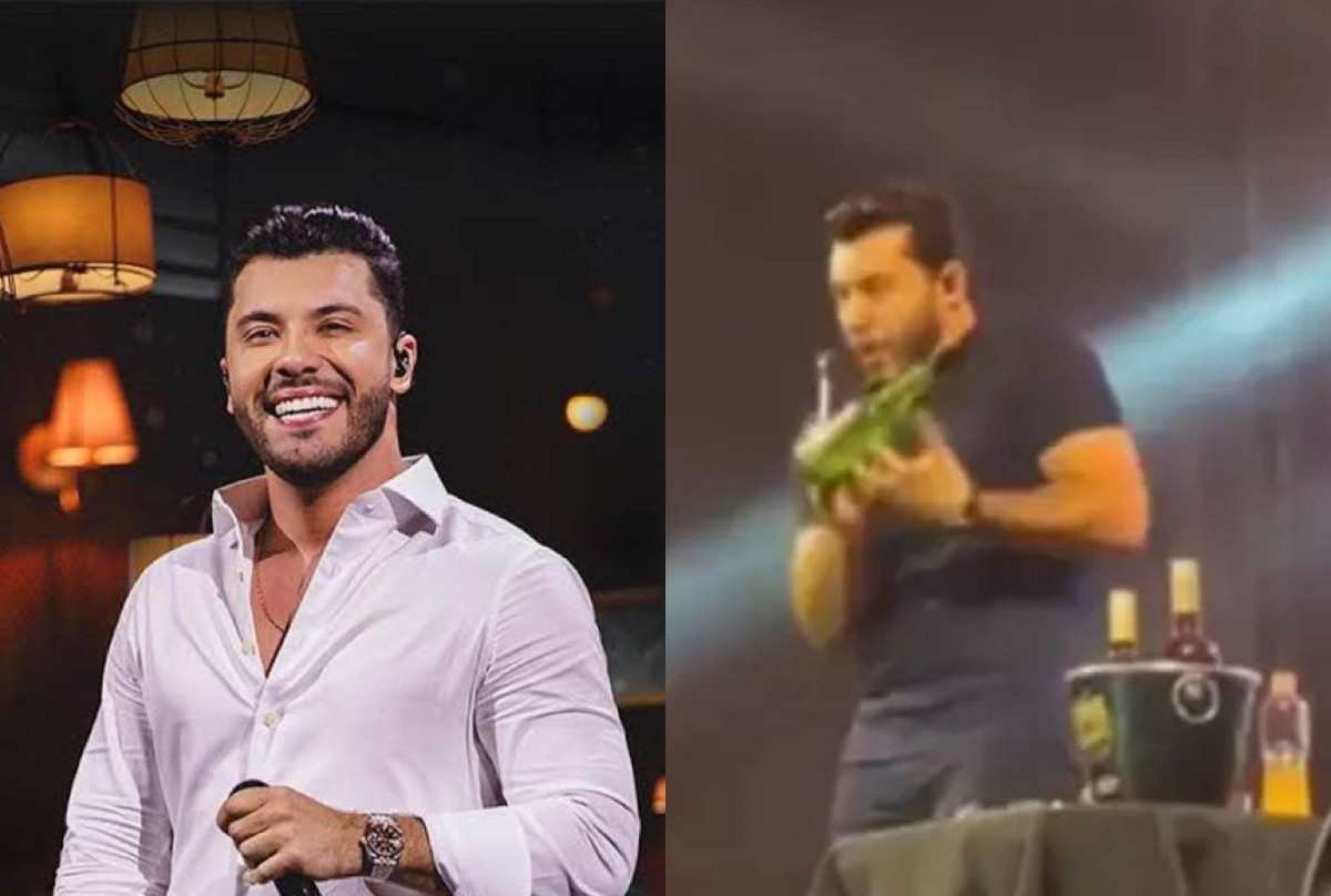 Murilo Huff é atingido por garrafa em show e expulsa homem responsável