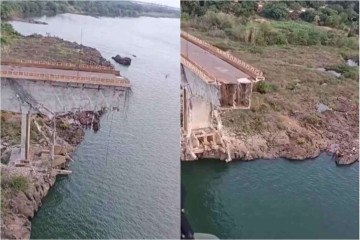 A ponte liga Aguiarnópolis, em Tocantins, a Estreito, no Maranhão, desabou neste domingo 

 -  (crédito: Reprodução/Instagram/@bombeiros.cbmma193)