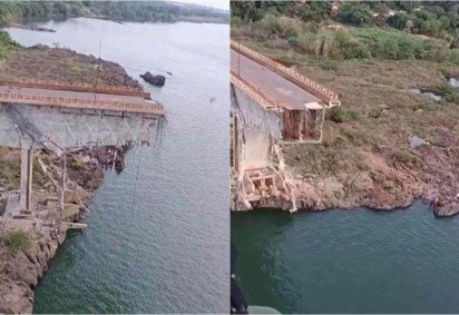 A ponte liga Aguiarnópolis, em Tocantins, a Estreito, no Maranhão, desabou neste domingo 

 -  (crédito: Reprodução/Instagram/@bombeiros.cbmma193)