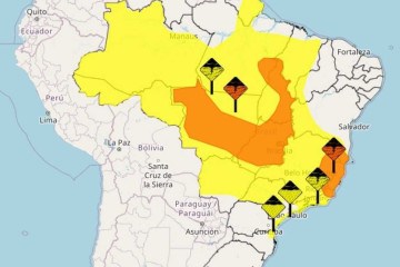 Alerta laranja indica chuva de até 100 milímetros em 24 horas -  (crédito: INMET)