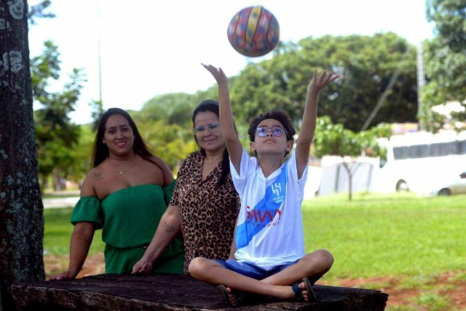 Kauã Pereira, 10 anos, levou um tiro na cabeça em um restaurante no Riacho Fundo I e ficou em coma durante uma semana -  (crédito:  Ed Alves/CB/DA.Press)