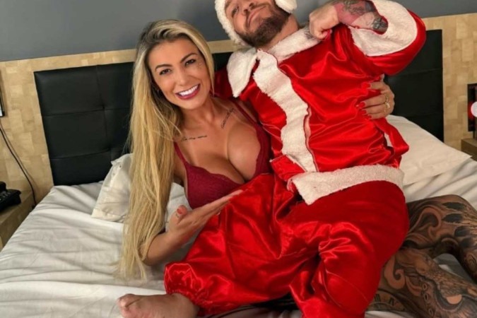 Andressa Urach grava conteúdo natalino com Pitoco -  (crédito: Reprodução / Instagram)