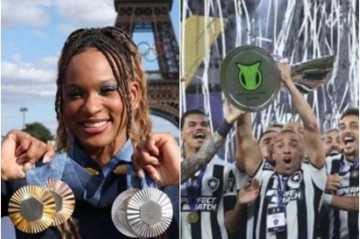 O ano foi marcado pela conquistas inéditas do Botafogo e pelas Olimpíadas de Paris -  (crédito: AFP e Vitor Silva/Botafogo)