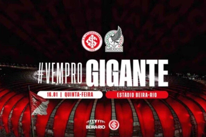 Internacional enfrentará a seleção do México - (crédito: Foto: divulgação ) Internacional enfrentará a seleção do México - (crédito: Foto: divulgação )