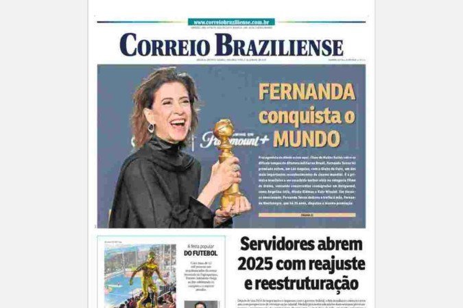 Capa do Correio Braziliense desta segunda-feira, 6 de janeiro de 2024