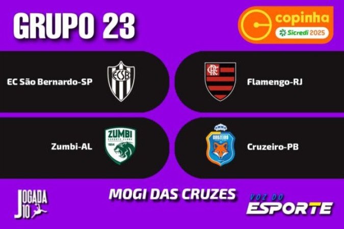 GRUPO 23 - (Mogi das Cruzes) - EC São Bernardo-SP, Flamengo-RJ, Zumbi-AL e Cruzeiro-PB, Foto: Arte Jogada10/Demetrius Almeida
