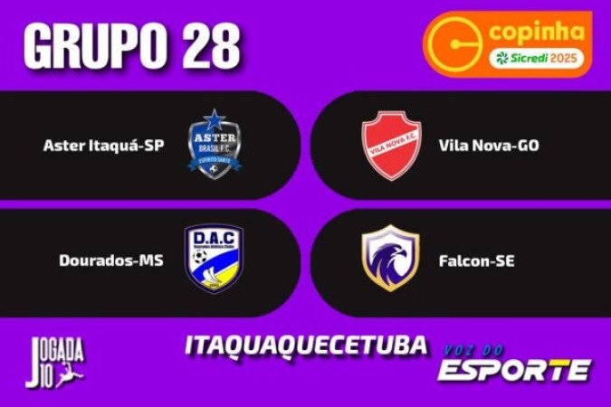 GRUPO 28 - (Itaquaquecetuba) - Aster ItaquÃ¡-SP, Vila Nova-GO, Dourados-MS e Falcon-SE. Foto: Arte Jogada10/Demetrius Almeida