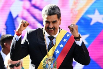 A posse de Maduro, marcada por protestos e críticas, contou apenas com o presidente de Cuba, Miguel Díaz-Canel, como chefe de Estado presente -  (crédito: Federico Parra/AFP)