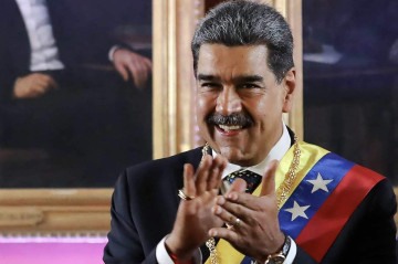 Presidente Nicolás Maduro após prestar juramento durante a posse presidencial       -  (crédito: JHONN ZERPA / Venezuelan Presidency / AFP)