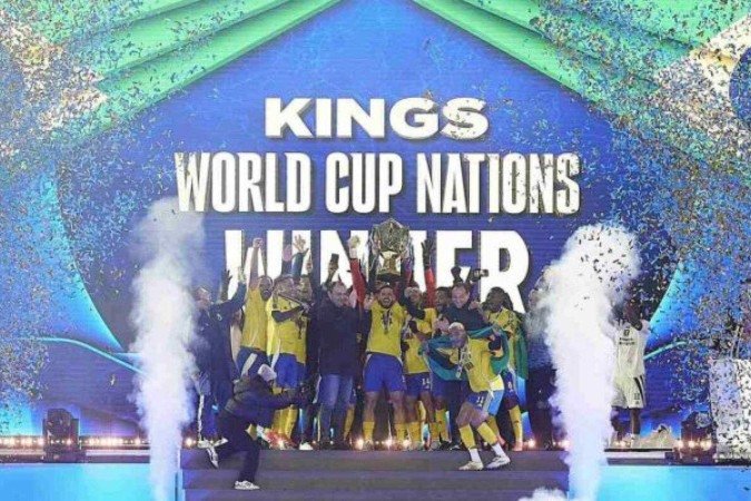 Kelvin foi o protagonista na conquista do Brasil na Kings League - (crédito: Foto: Divulgação / Kings League Brazil) Kelvin foi o protagonista na conquista do Brasil na Kings League - (crédito: Foto: Divulgação / Kings League Brazil)