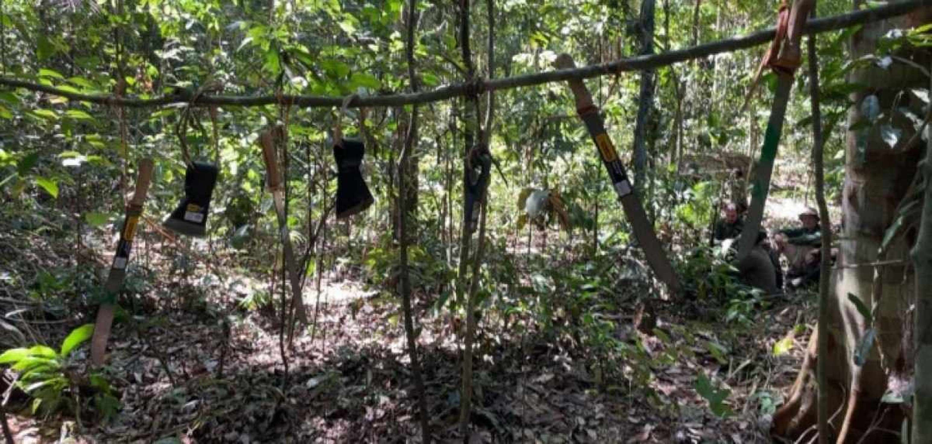 Machados e facões deixados pela equipe da Funai para os indígenas isolados