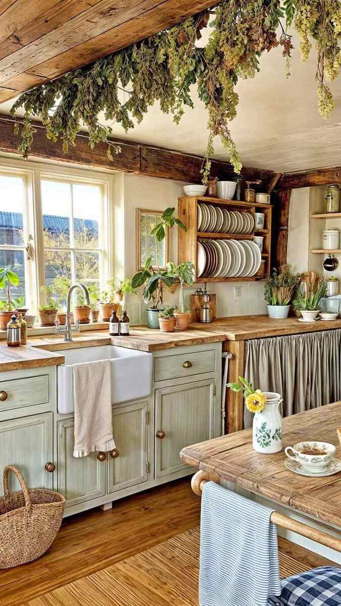 A iluminação é uma das partes principais em um ambiente inspirado nas casas campestres.