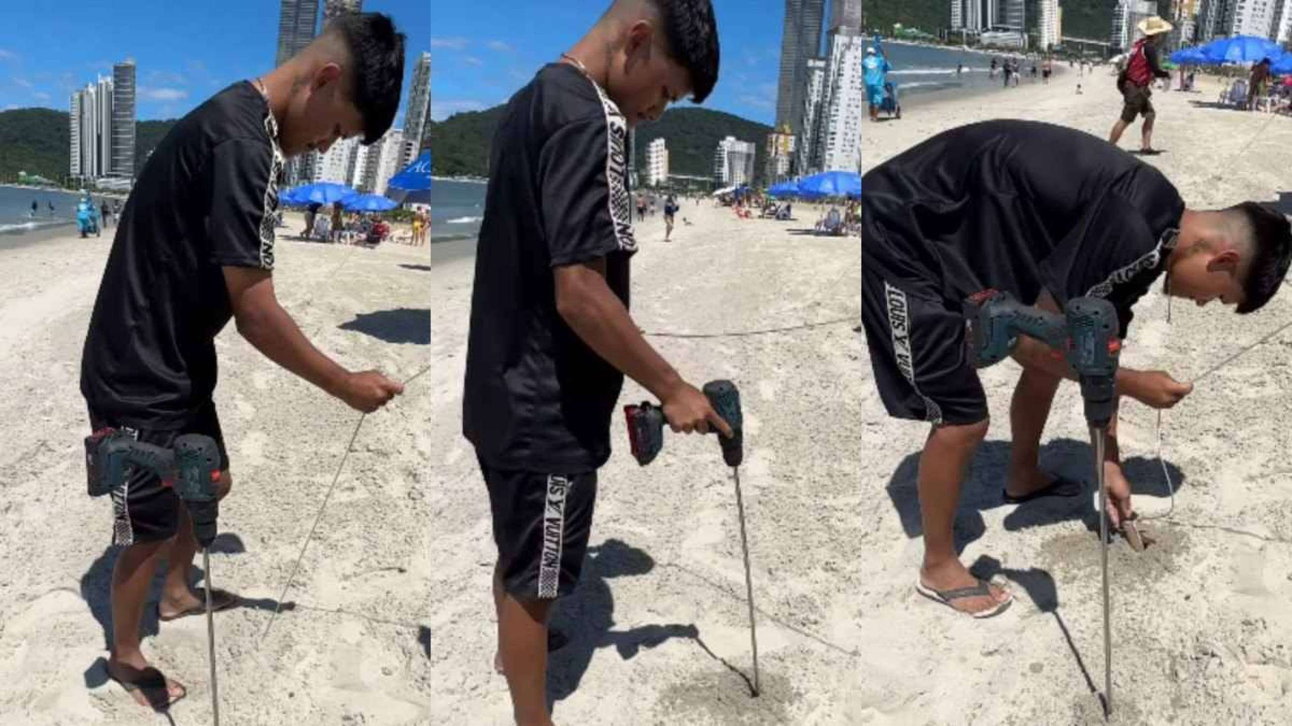 Furo para guarda-sol feito em Balneário Camboriú chega a custar R$ 150