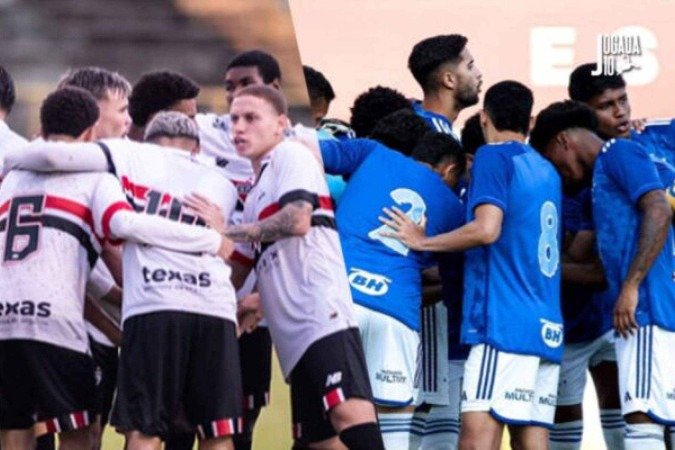 São Paulo e Cruzeiro se enfrentam na Copinha - (crédito: Foto: Guilherme Veiga/Saopaulofc.net ; Gustavo Martins/ Cruzeiro) São Paulo e Cruzeiro se enfrentam na Copinha - (crédito: Foto: Guilherme Veiga/Saopaulofc.net ; Gustavo Martins/ Cruzeiro)