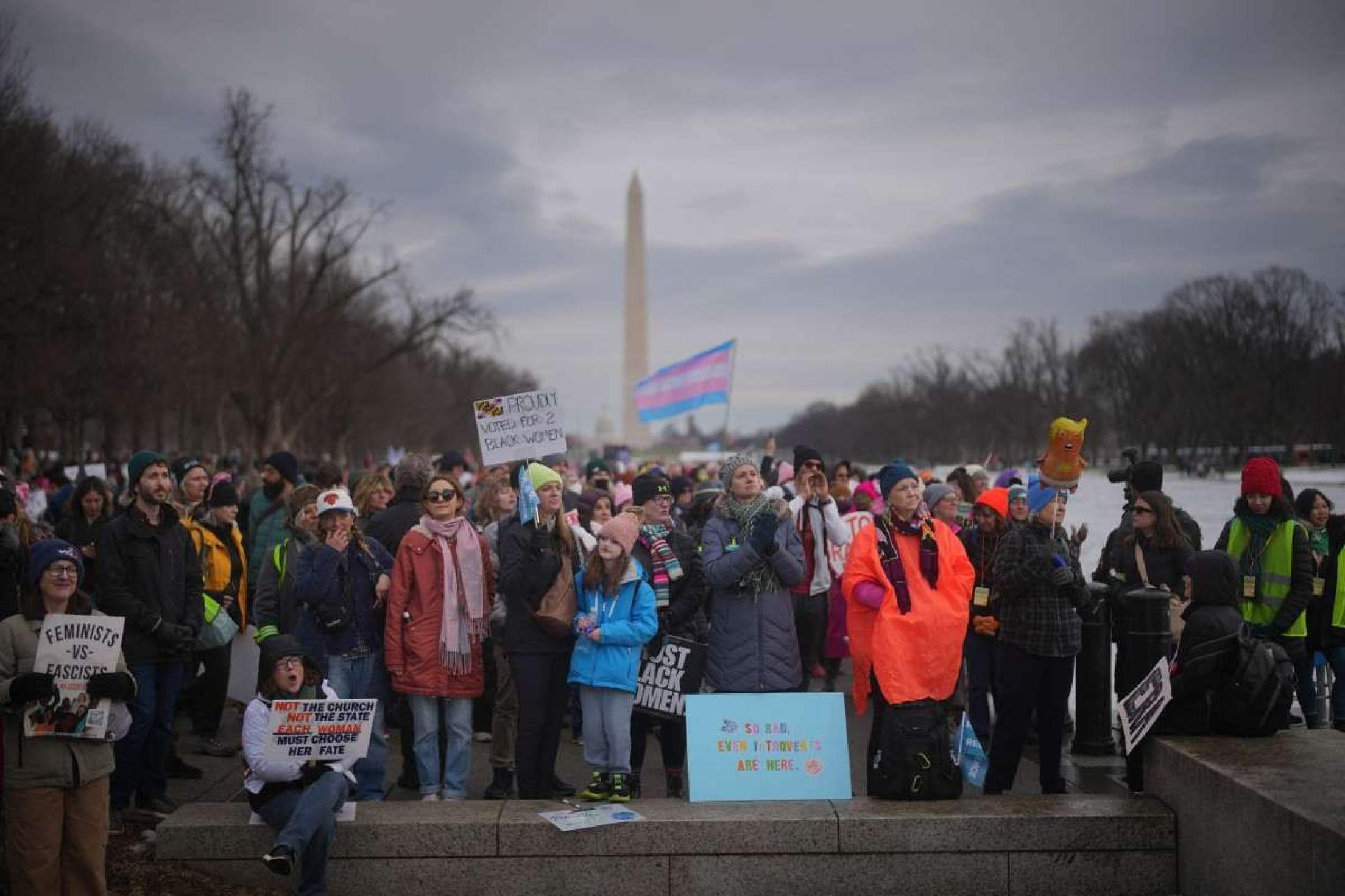 WASHINGTON, DC - 18 DE JANEIRO: Manifestantes representando uma variedade de grupos de direitos participam da 