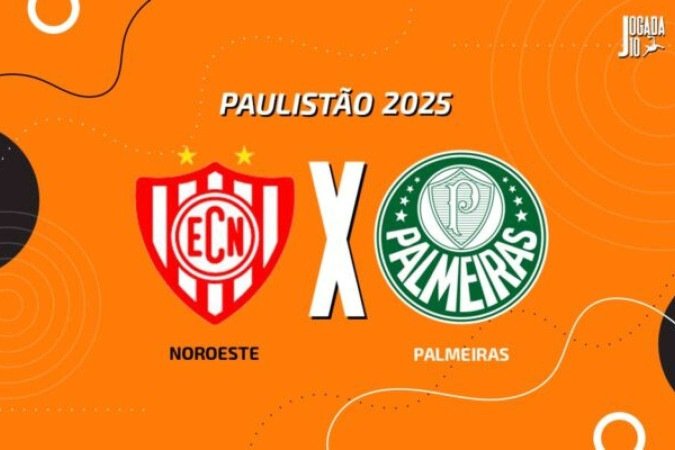 Noroeste e Palmeiras se enfrentam neste sábado, em Bauru. Ambos venceram na estreia do Paulista e lideram seus grupos -  (crédito: Foto: Arte Jogada10)
