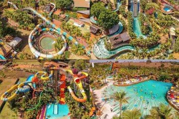 Thermas dos Laranjais - Ol&iacute;mpia - SP - O parque aqu&aacute;tico tem piscinas de &aacute;guas quentes, inclusive com ondas . O Rio Lento tem &aacute;guas a quase 40&deg;C em mais de 300 metros. E ainda tobo&aacute;guas, montanha-russa aqu&aacute;tica e praias artificiais. As fontes termais de Ol&iacute;mpia foram achadas nos anos 1960, durante a explora&ccedil;&atilde;o de petr&oacute;leo. &Aacute;guas de Lindoia e Lins tamb&eacute;m ficam nessa regi&atilde;o com &aacute;guas termais. 

 -  (crédito:  Instagram @thermasdoslaranjaisoficial)