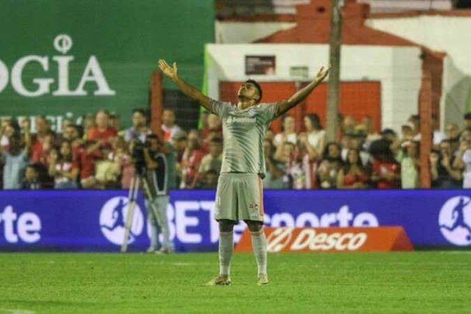 Victor Gabriel na comemoração do gol - (crédito: Foto: Ricardo Duarte/Internacional) Victor Gabriel na comemoração do gol - (crédito: Foto: Ricardo Duarte/Internacional)