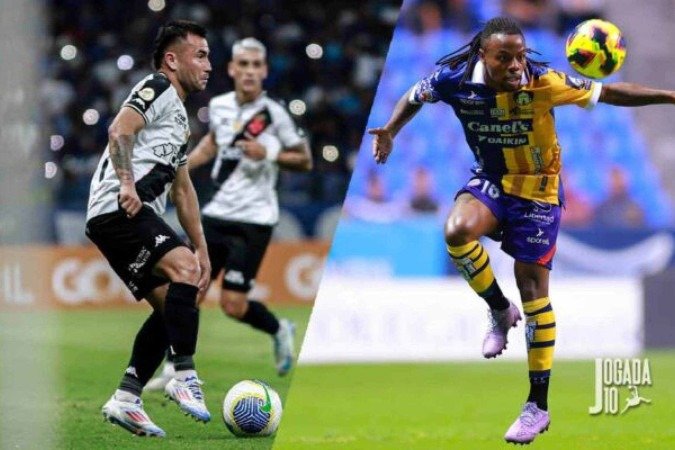 Jean David, do Vasco, e Jhon Murillo, do Atlético de San Luis -  (crédito:  Marcelo Caitano)