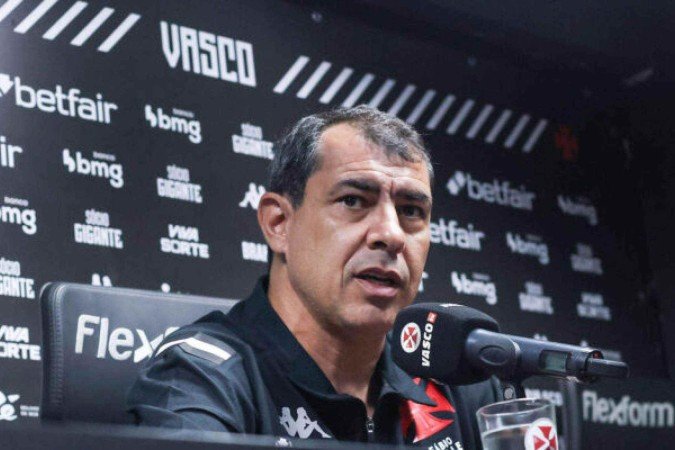 Fábio Carille na coletiva de imprensa -  (crédito: Foto: Dikran Sahagian/Vasco)