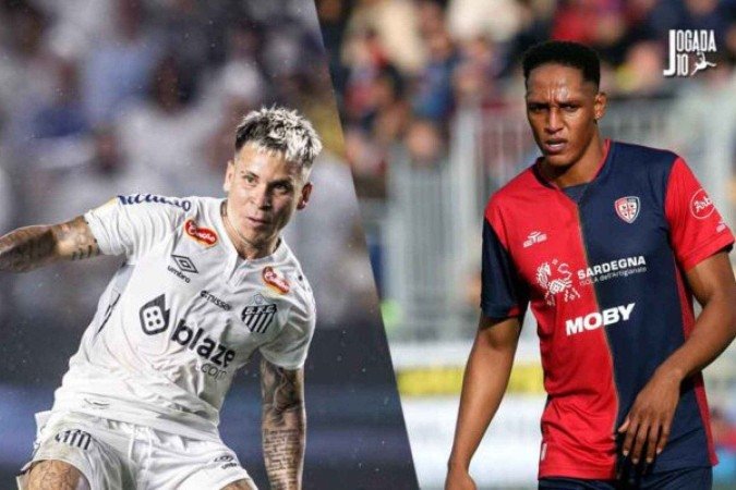Soteldo, do Santos, e Yerry Mina, do Cagliari - (crédito: Marcelo Caitano) Soteldo, do Santos, e Yerry Mina, do Cagliari - (crédito: Marcelo Caitano)
