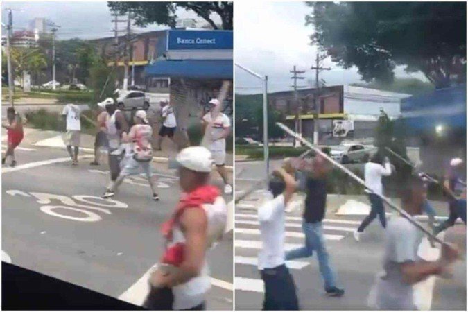 Imagens da briga entre torcedores do Corinthians e São Paulo - (crédito: Reprodução/Redes sociais) Imagens da briga entre torcedores do Corinthians e São Paulo - (crédito: Reprodução/Redes sociais)
