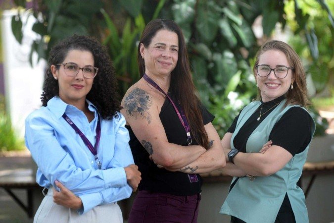  31/01/2025 Credito: Ed Alves/CB/DA.Press. Cidades. Mulheres e Meninas na Ciencia. Na foto, Luana Souza (Roxo), Fernada Vinhaes (Preto) e Rebecca Ribeiro (colete). 