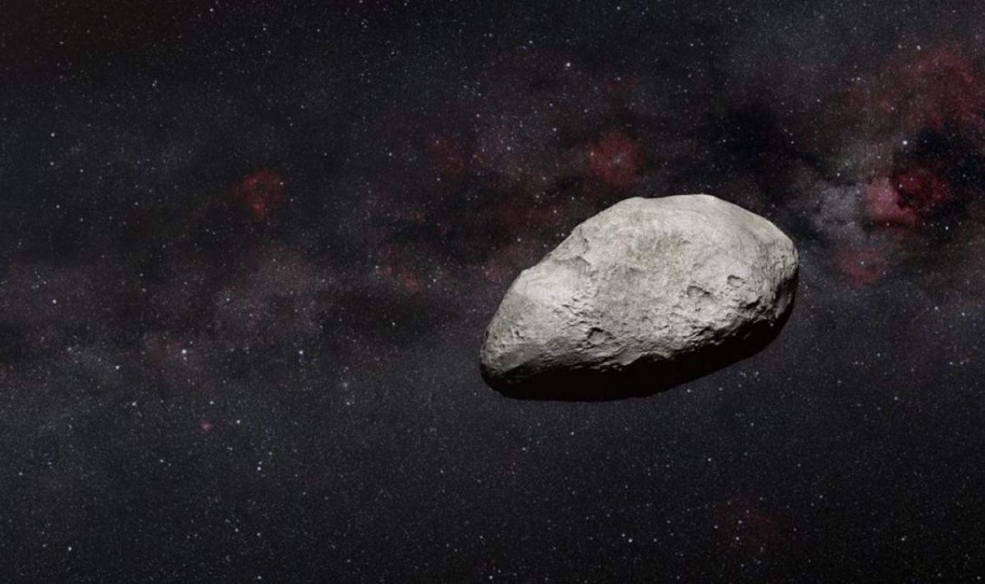 Representação gráfica de como seria o asteroide 2024 YR4: tamanho estimado de 40m a 90m