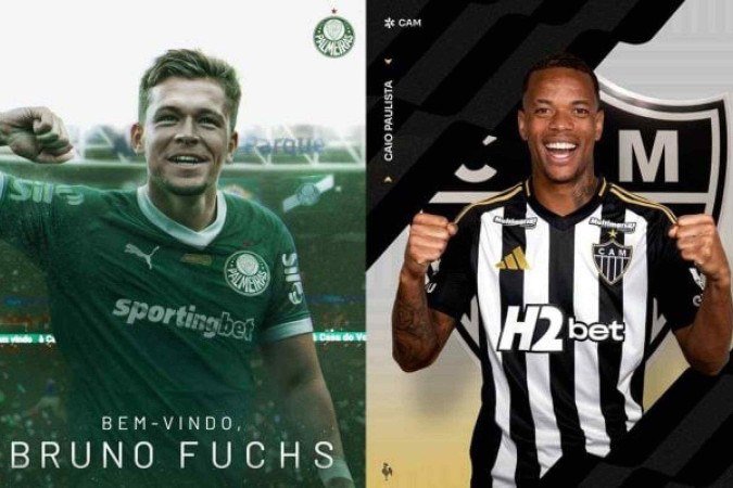 Clubes oficializaram as trocas nesta sexta-feira - (crédito: Fotos: Divulgação/Palmeiras e Divulgação/Atlético-MG) Clubes oficializaram as trocas nesta sexta-feira - (crédito: Fotos: Divulgação/Palmeiras e Divulgação/Atlético-MG)