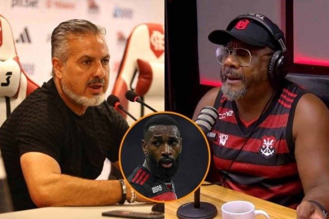Diretor do Flamengo teve reunião com Marcão, na última segunda-feira -  (crédito: Fotos: Marcelo Cortes / CRF e Reprodução / YouTube)