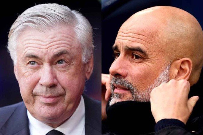 Ancelotti e Guardiola - (crédito: Juan Manuel Serrano Arce/Getty Images e Carl Recine/Getty Images) Ancelotti e Guardiola - (crédito: Juan Manuel Serrano Arce/Getty Images e Carl Recine/Getty Images)