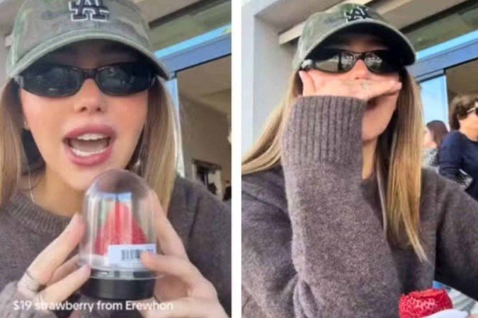 Alyssa comprou morango por R$ 108  -  (crédito: Reprodução / TikTok)