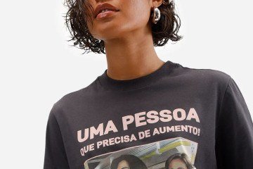 Camiseta feminina de algodão Tapas e beijos cinza (R$ 69,99)