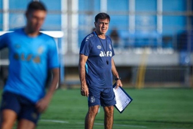 Amuzu, Cristaldo, Monsalve e Pavón disputam duas vagas no time titular do Grêmio para jogo de volta da semifinal do Estadual com o Juventude -  (crédito: Foto: Lucas Uebel / Grêmio FBPA)